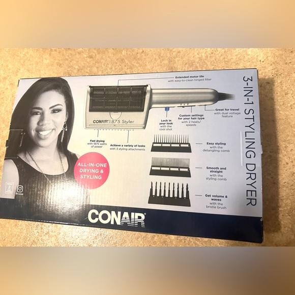 New CONAIR 1875W 3-in-1 lonic One Step Style and Dry Hair Dryer - Picture 2 of 6